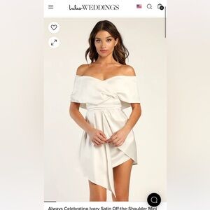 NWT LuLu’s off shoulder ivory mini dress